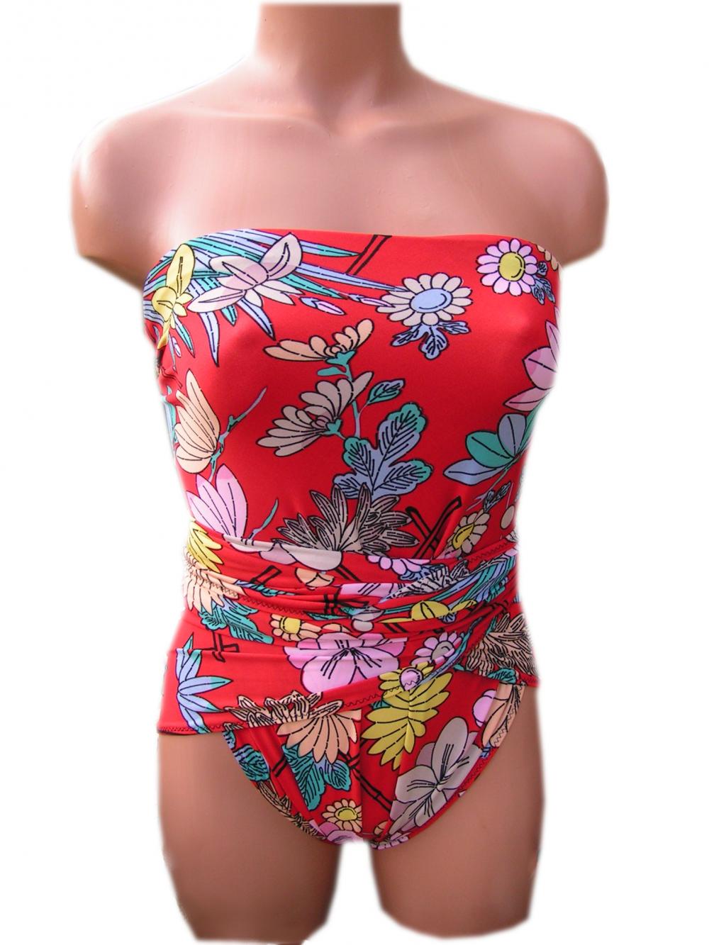 Bathing Suit Medium Wrap-around Swimsuit Red Oriental