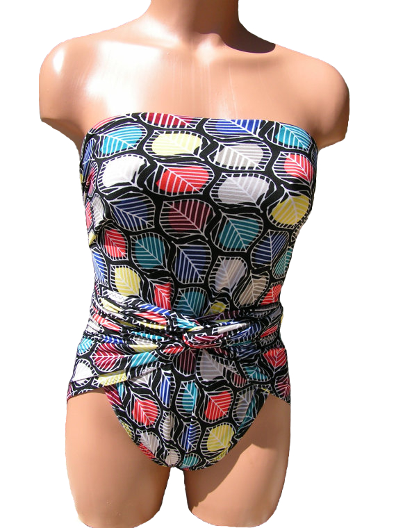 Bathing Suit Large Wrap-around Swimsuit Colorful Leaves Plus Size